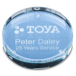 9cm x 18mm Clear Glass Round Paperweight E153204